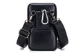 Leather Mini Small Shoulder Bag Belt Clip Holster Cell Phone Pouch Black