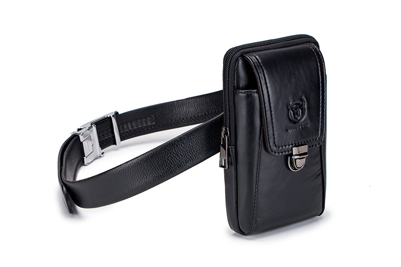Leather Mini Small Shoulder Bag Belt Clip Holster Cell Phone Pouch Black