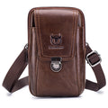 Leather Mini Small Shoulder Bag Belt Clip Holster Cell Phone Pouch Brown