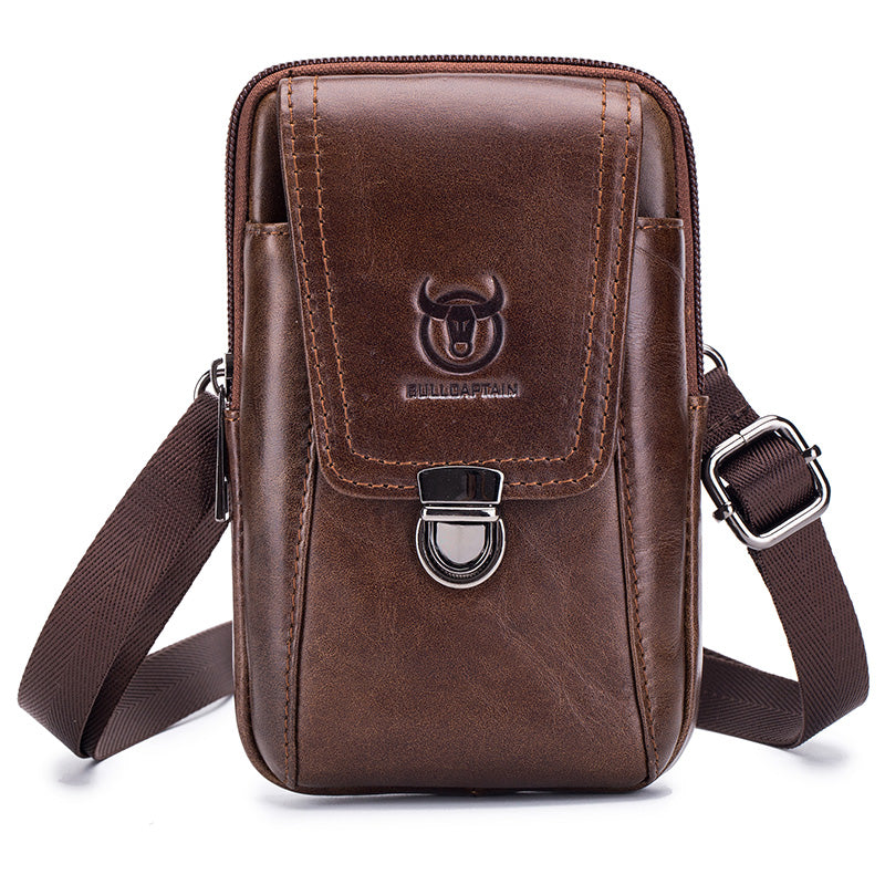 Leather Mini Small Shoulder Bag Belt Clip Holster Cell Phone Pouch Brown