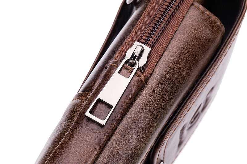 Leather Mini Small Shoulder Bag Belt Clip Holster Cell Phone Pouch Brown 