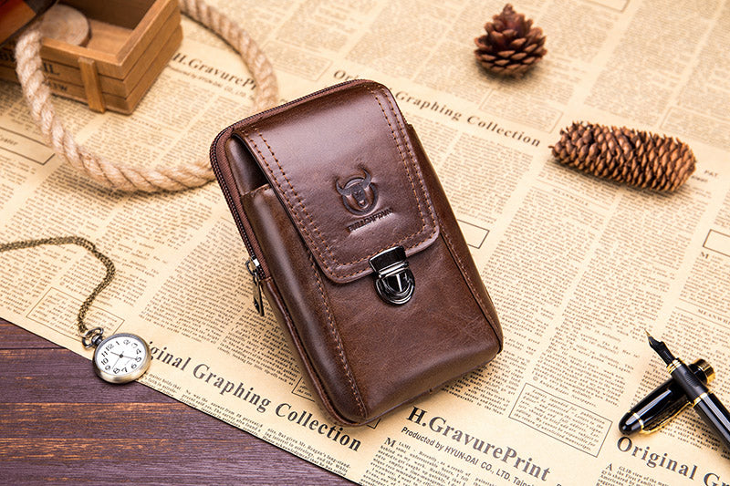 Leather Mini Small Shoulder Bag Belt Clip Holster Cell Phone Pouch Brown