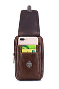 Leather Mini Small Shoulder Bag Belt Clip Holster Cell Phone Pouch Brown
