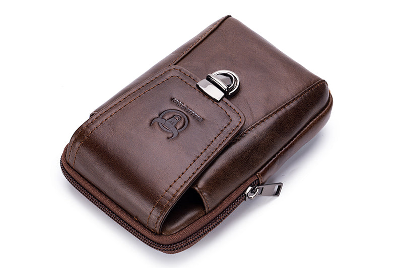 Leather Mini Small Shoulder Bag Belt Clip Holster Cell Phone Pouch Brown