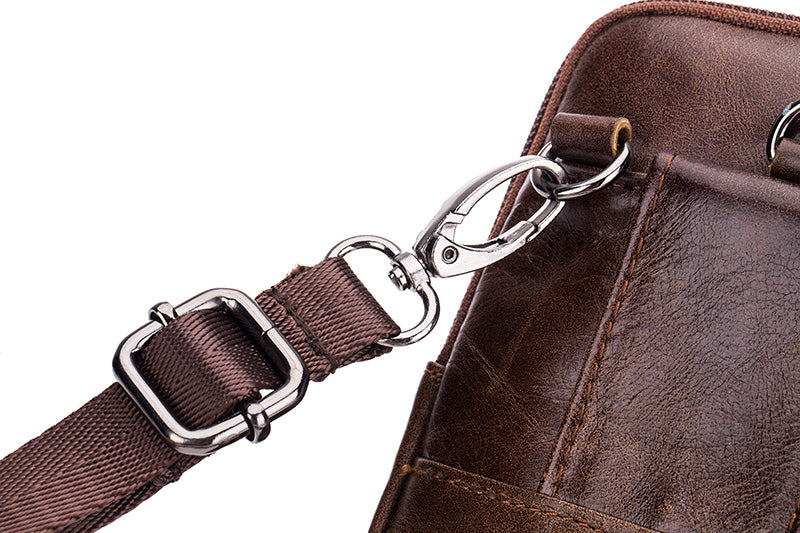 Leather Mini Small Shoulder Bag Belt Clip Holster Cell Phone Pouch Brown