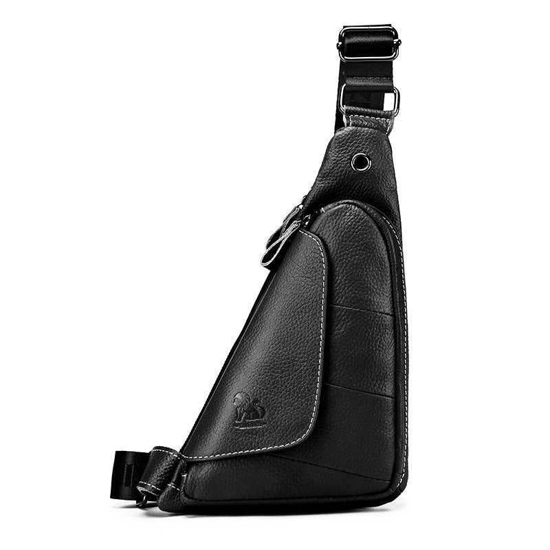 Leather Sling Bag for Men Women Casual Crossbody Small Chest Bag Yellow