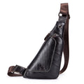 Leather Sling Bag for Men Women Casual Crossbody Small Chest Bag Coffee