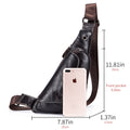Leather Sling Bag for Men Women Casual Crossbody Small Chest Bag Coffee