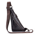Leather Sling Bag for Men Women Casual Crossbody Small Chest Bag Coffee