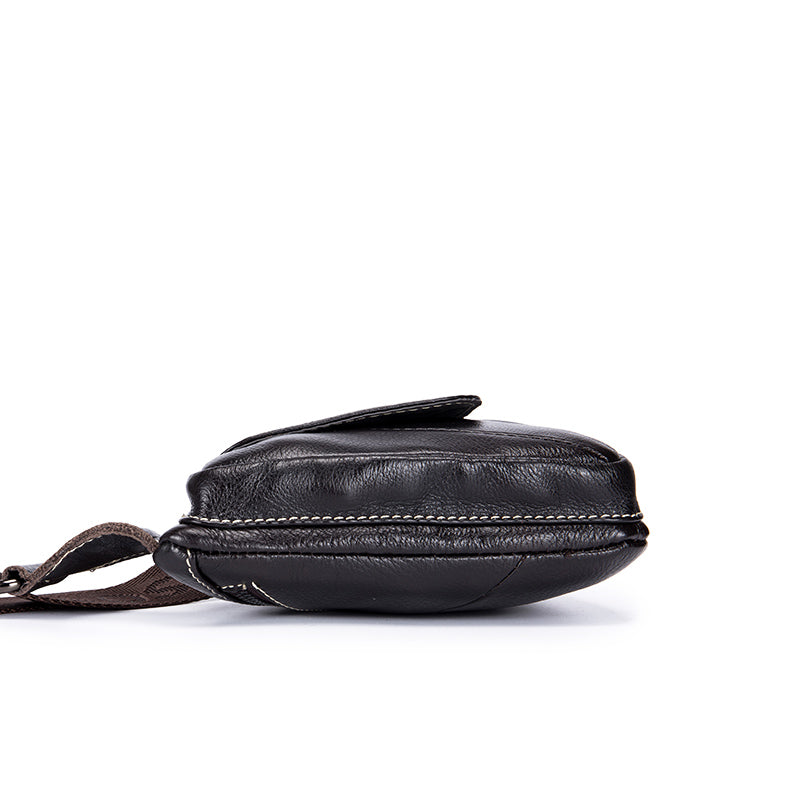 Leather Sling Bag for Men Women Casual Crossbody Small Chest Bag Coffee