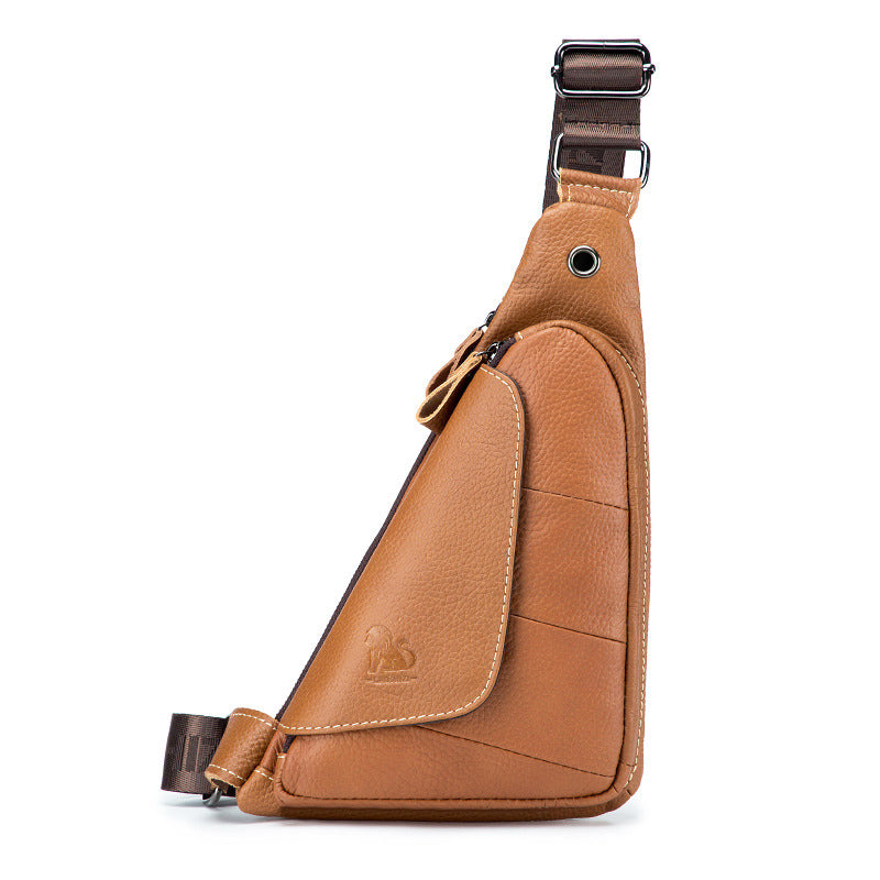 Leather Sling Bag for Men Women Casual Crossbody Small Chest Bag Yellow