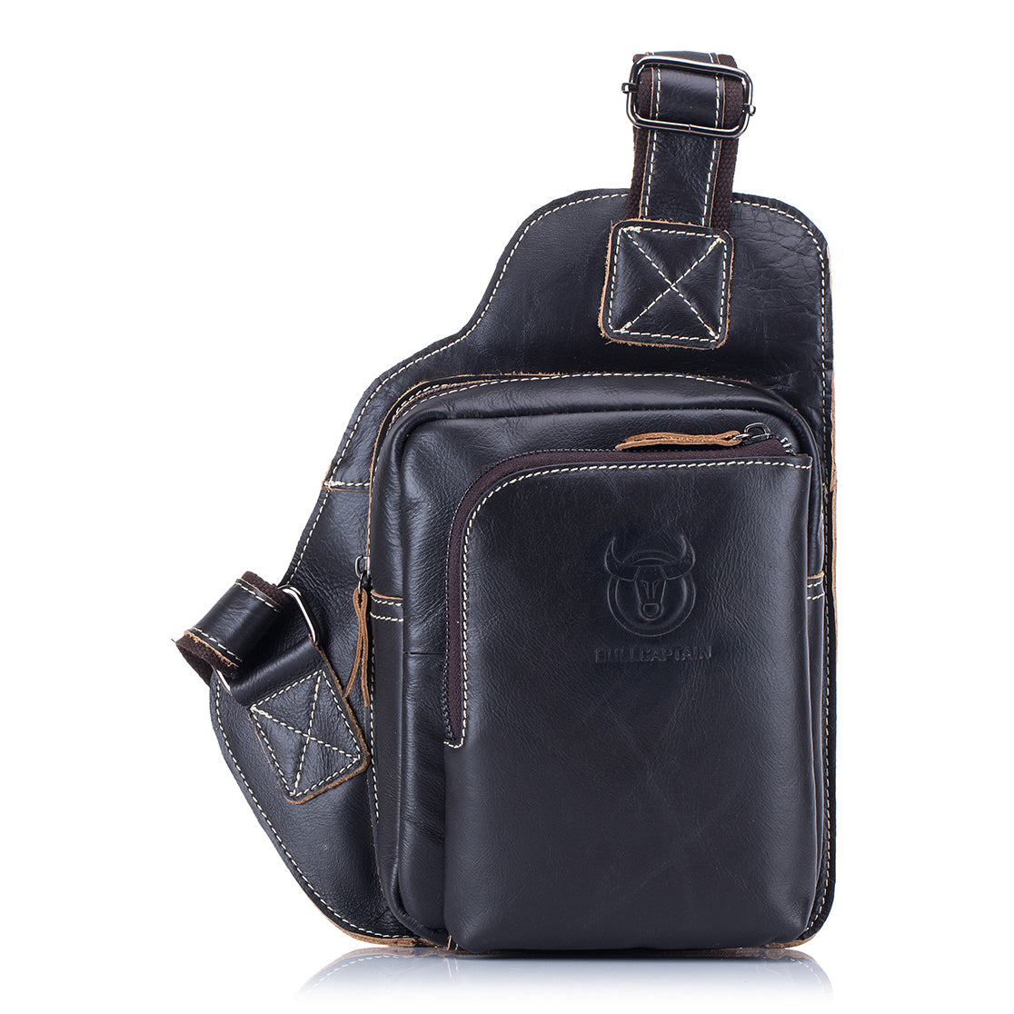 Men Bags Shoulder Leather Sling Cross Body Bag Chest Pack