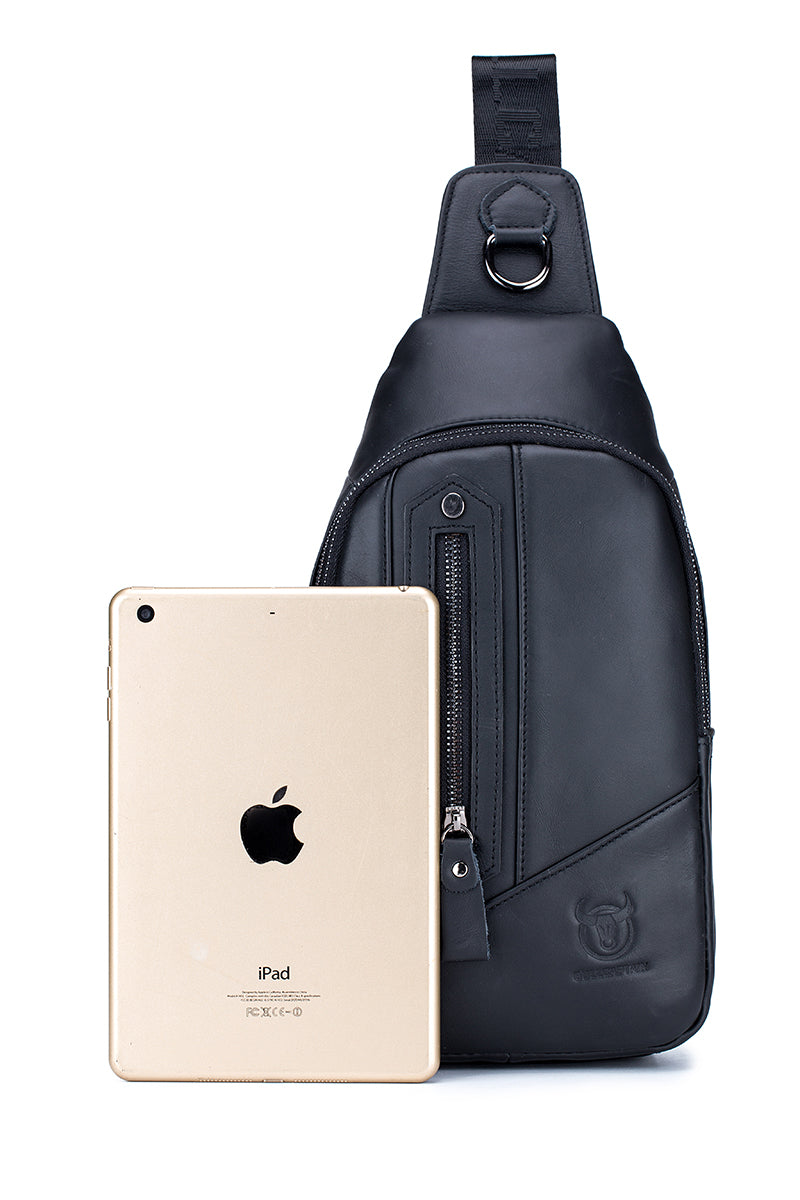 Men Leather Sling Bag Casual Crossbody Shoulder Backpack Chest Bag