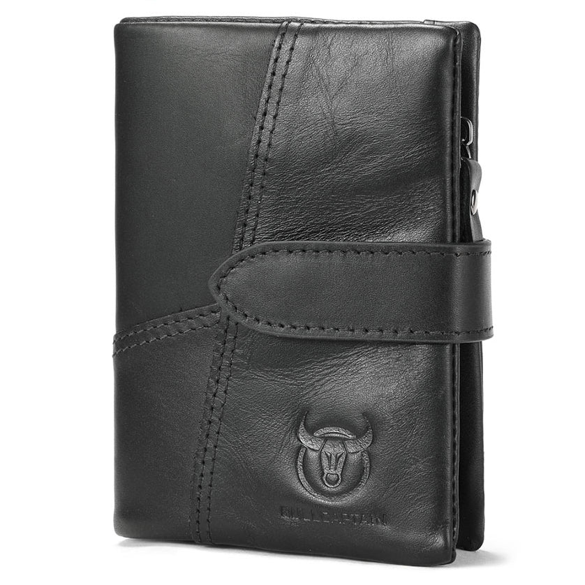 Men Bifold Soft Genuine Leather Wallets Anti Theft Security Purse Black