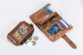 Men Bifold Soft Genuine Leather Wallets Anti Theft Security Purse Brown