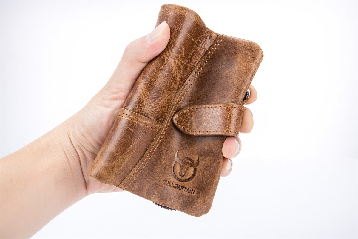 Men Bifold Soft Genuine Leather Wallets Anti Theft Security Purse Brown