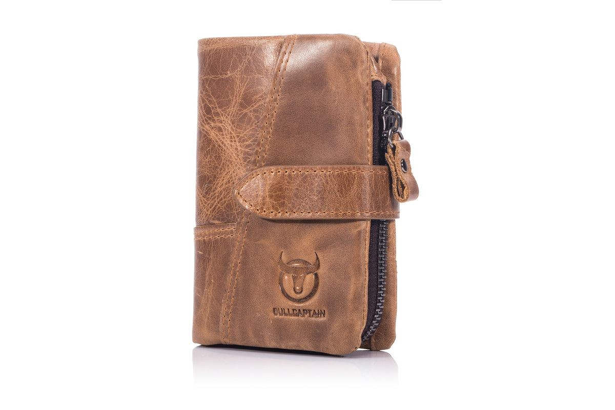 Men Bifold Soft Genuine Leather Wallets Anti Theft Security Purse Brown