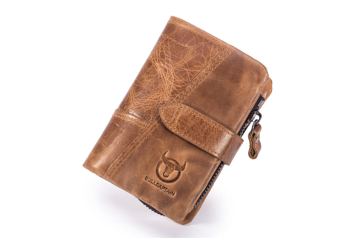 Men Bifold Soft Genuine Leather Wallets Anti Theft Security Purse Brown