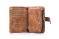 Men Bifold Soft Genuine Leather Wallets Anti Theft Security Purse Brown