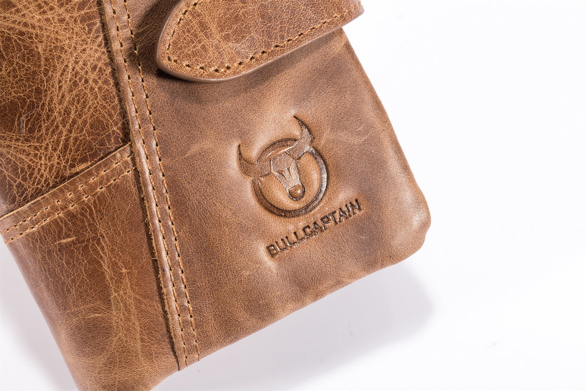 Men Bifold Soft Genuine Leather Wallets Anti Theft Security Purse Brown