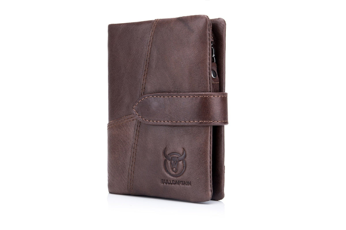 Men Bifold Soft Genuine Leather Wallets Anti Theft Security Purse Coffee