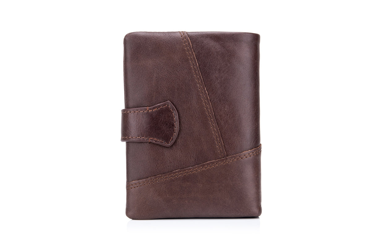 Men Bifold Soft Genuine Leather Wallets Anti Theft Security Purse Coffee