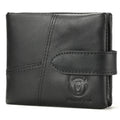 Men Bifold Soft Genuine Leather Wallets Vintage Purse 2 ID Window Black