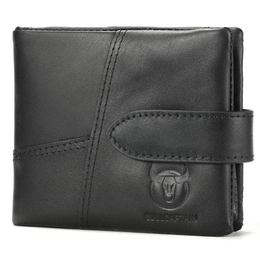 Men Bifold Soft Genuine Leather Wallets Vintage Purse 2 ID Window Black