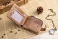 Men Bifold Soft Genuine Leather Wallets Vintage Purse 2 ID Window Brown