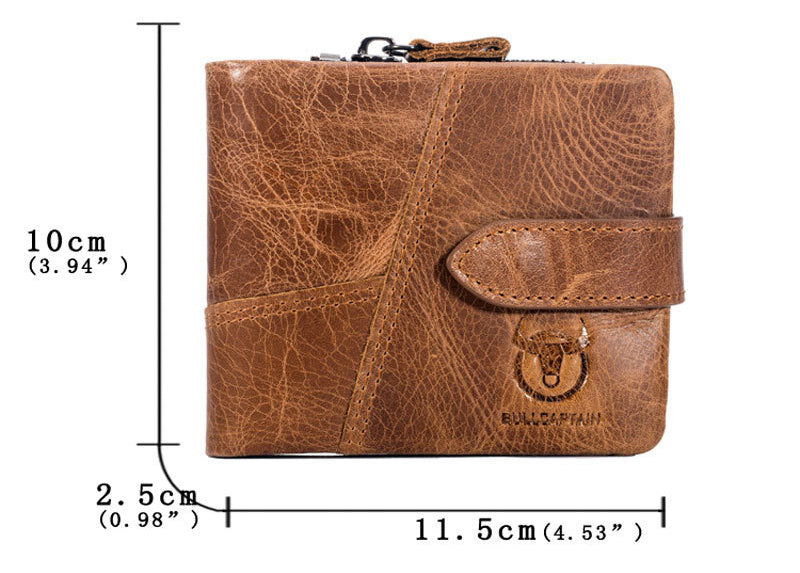 Men Bifold Soft Genuine Leather Wallets Vintage Purse 2 ID Window Brown