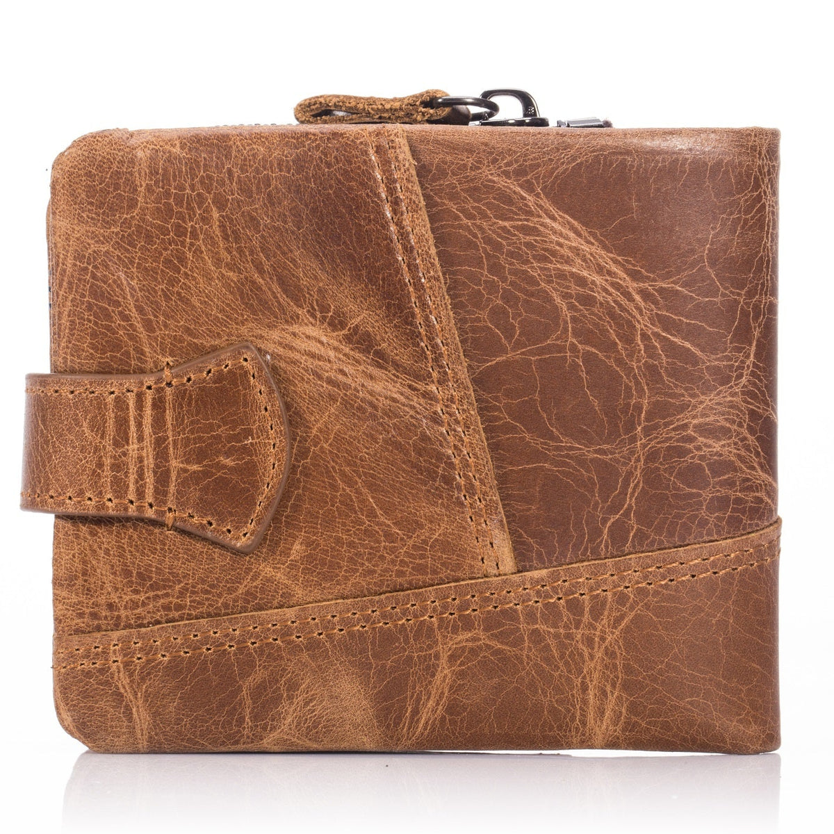 Men Bifold Soft Genuine Leather Wallets Vintage Purse 2 ID Window Brown