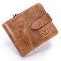 Men Bifold Soft Genuine Leather Wallets Vintage Purse 2 ID Window Brown