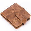 Men Bifold Soft Genuine Leather Wallets Vintage Purse 2 ID Window Brown