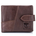 Men Bifold Soft Genuine Leather Wallets Vintage Purse 2 ID Window Coffee