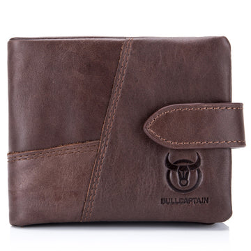 Men Bifold Soft Genuine Leather Wallets Vintage Purse 2 ID Window Coffee