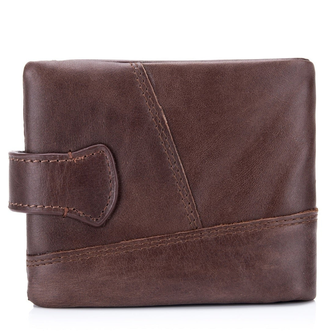Men Bifold Soft Genuine Leather Wallets Vintage Purse 2 ID Window Coffee