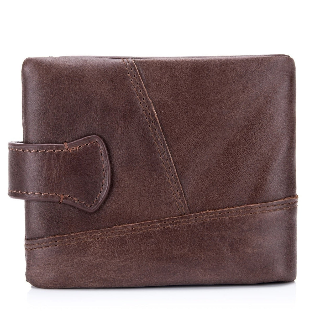 Men Bifold Soft Genuine Leather Wallets Vintage Purse 2 ID Window Coffee