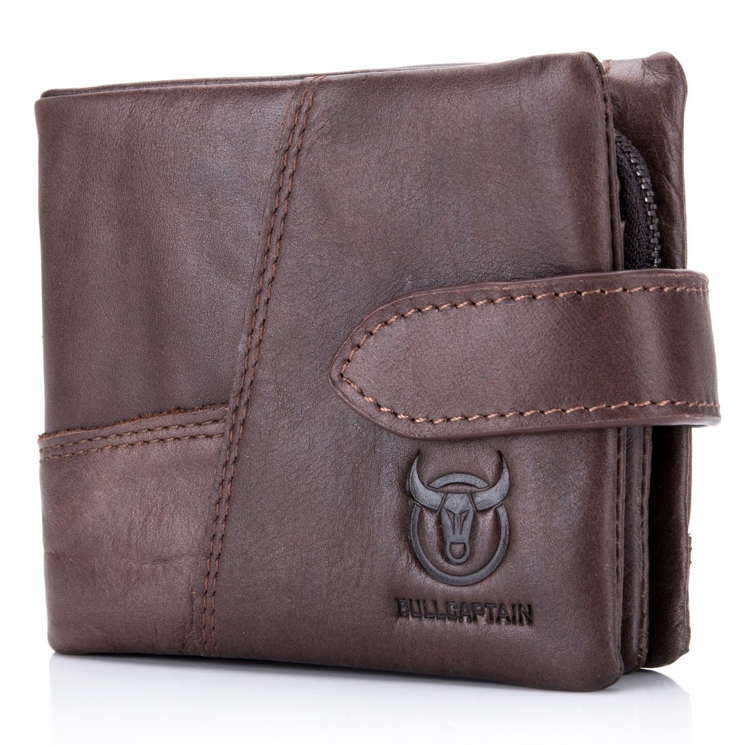Men Bifold Soft Genuine Leather Wallets Vintage Purse 2 ID Window Coffee