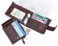 Men Bifold Soft Genuine Leather Wallets Vintage Purse 2 ID Window Coffee