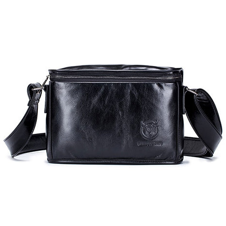 Men Casual Messenger Bags Genuine Leather Shoulder Ipad Tablet Bag Black