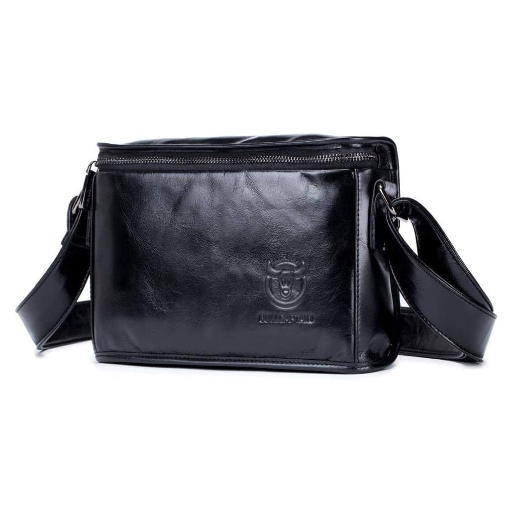 Men Casual Messenger Bags Genuine Leather Shoulder Ipad Tablet Bag Black