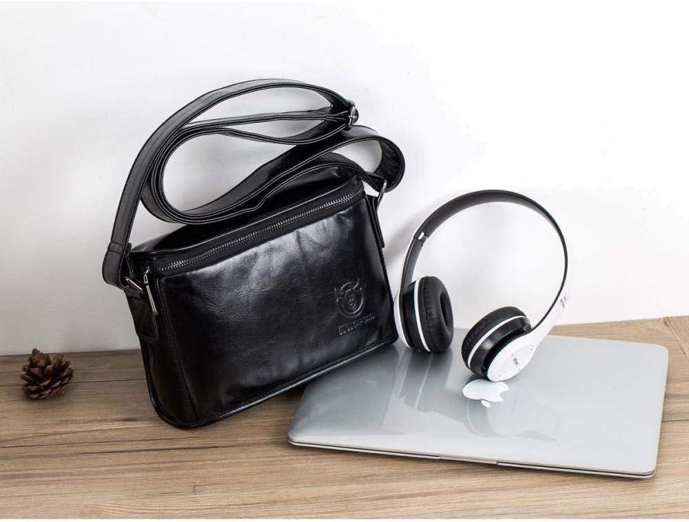 Men Casual Messenger Bags Genuine Leather Shoulder Ipad Tablet Bag Black