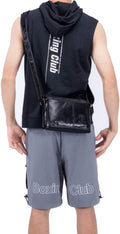Men Casual Messenger Bags Genuine Leather Shoulder Ipad Tablet Bag Black