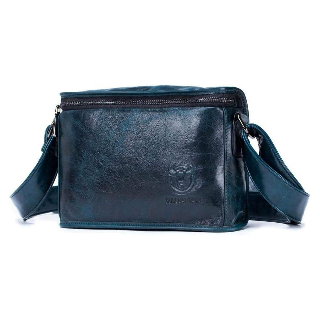 Men Casual Messenger Bags Genuine Leather Shoulder Ipad Tablet Bag Blue