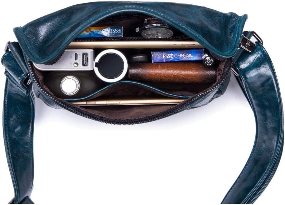 Men Casual Messenger Bags Genuine Leather Shoulder Ipad Tablet Bag Blue
