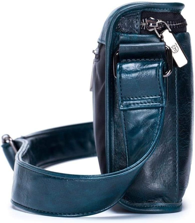 Men Casual Messenger Bags Genuine Leather Shoulder Ipad Tablet Bag Blue