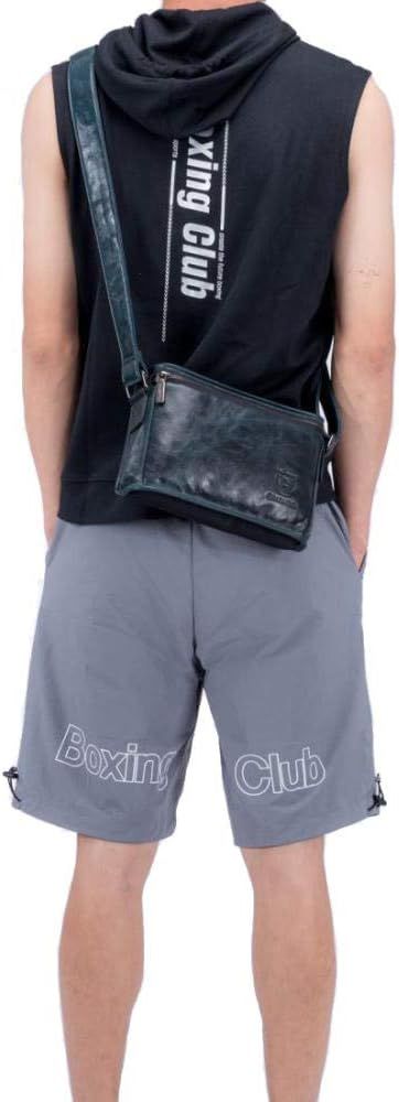 Men Casual Messenger Bags Genuine Leather Shoulder Ipad Tablet Bag Blue