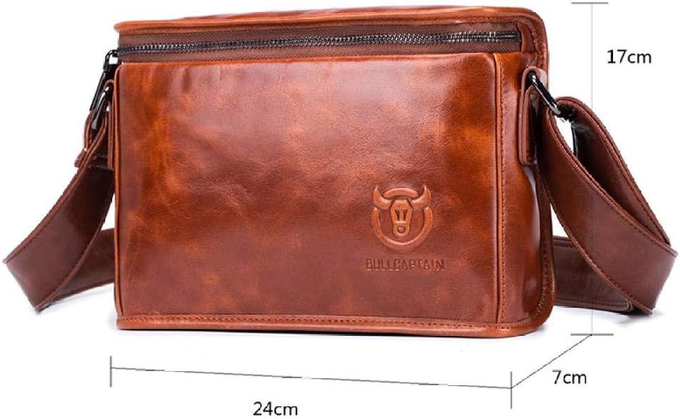 Men Casual Messenger Bags Genuine Leather Shoulder Ipad Tablet Bag Brown