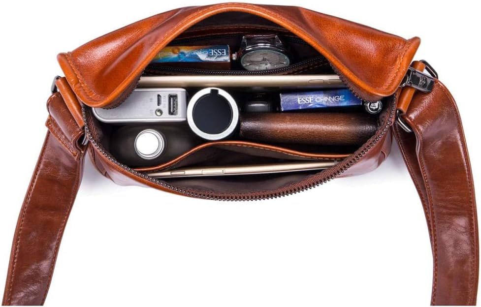 Men Casual Messenger Bags Genuine Leather Shoulder Ipad Tablet Bag Brown