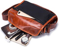 Men Casual Messenger Bags Genuine Leather Shoulder Ipad Tablet Bag Brown